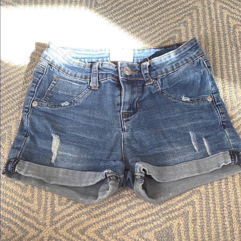 Hudson Jeans Blue Cuffed Distressed Denim Shorts
